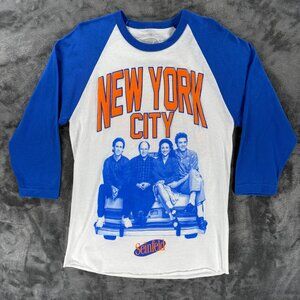 Seinfeld NYC Raglan Shirt Small Vintage Style Mets Knicks Colors 90s Sitcom Tee